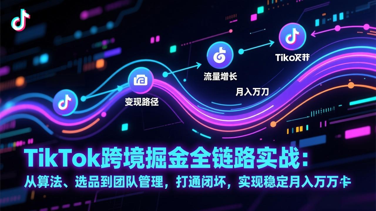 TikTok跨境掘金全链路实战：从算法、选品到团队管理，打通闭环，实现稳定月入万刀-opc资源站