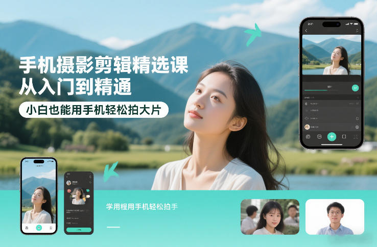 手机摄影剪辑精选课,从入门到精通,小白也能用手机轻松拍大片-opc资源站