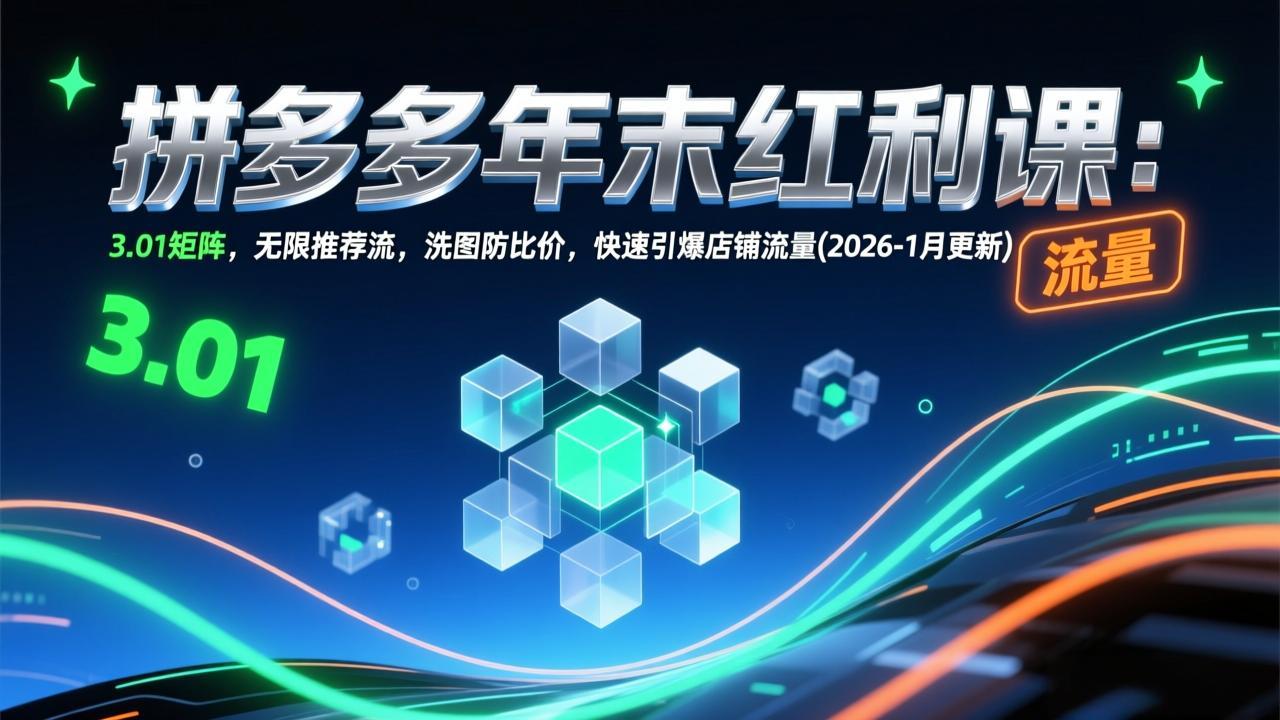 拼多多年末红利课：3.01矩阵，无限推荐流，洗图防比价，快速引爆店铺流量(2026-1月更新-一个小目标资源站