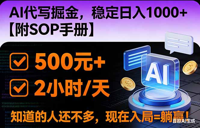 2026风口项目,AI代写掘金,稳定日入1000+,掌握核心技能【附SOP手册】-opc资源站