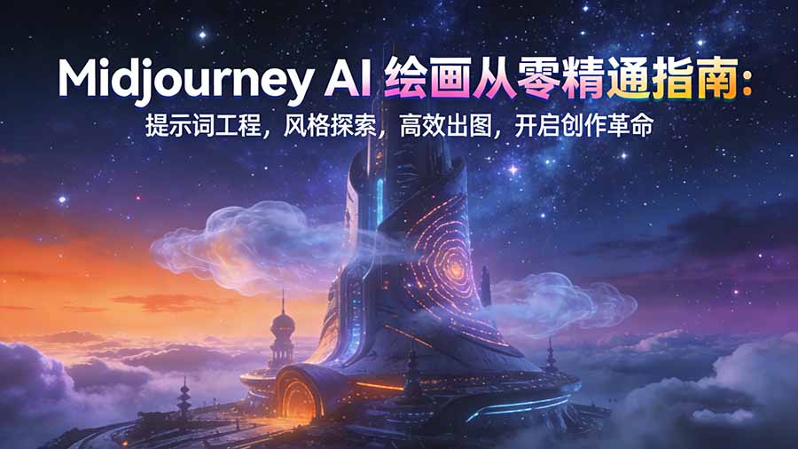 Midjourney AI绘画从零精通指南:提示词工程,风格探索,高效出图,开启创作革命-一个小目标资源站