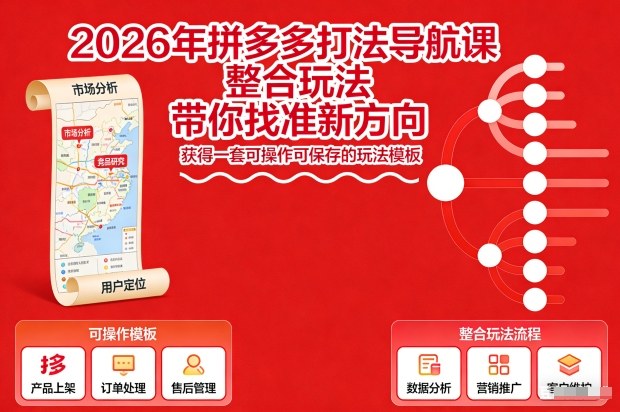 2026年拼多多打法导航课，整合玩法，带你找准新方向，获得一套可操作可保存的玩法模板-opc资源站