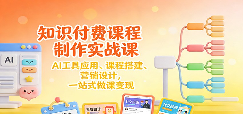 知识付费课程制作实战课:AI工具应用 、课程搭建、营销设计,一站式做课变现-一个小目标资源站