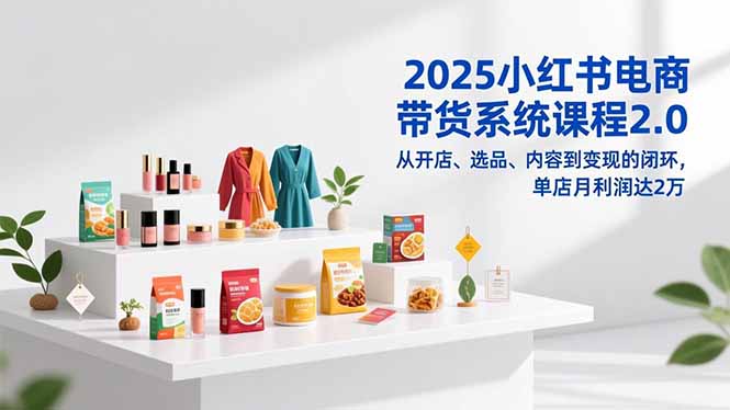 2025小红书电商带货系统课程2.0，从开店、选品、内容到变现的闭环，单店月利润达2万-一个小目标资源站