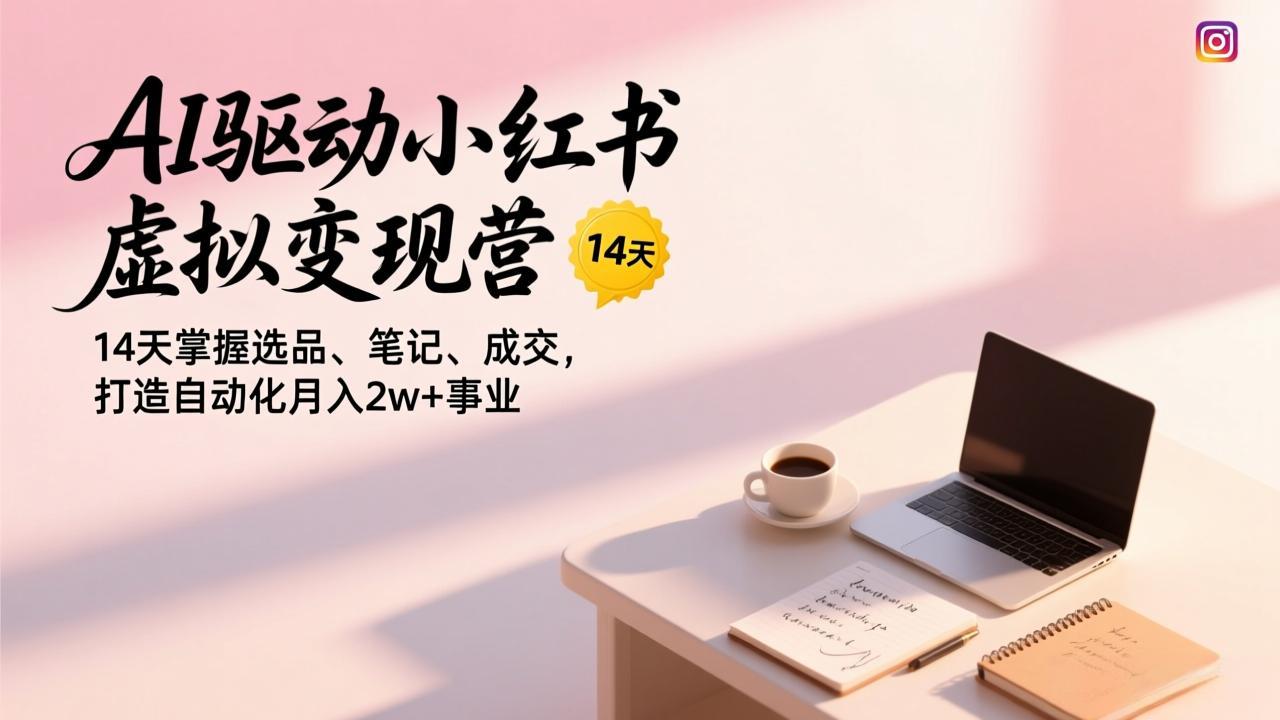 AI驱动小红书虚拟变现营,14天掌握选品、笔记、成交,打造自动化月入2w+事业-opc资源站