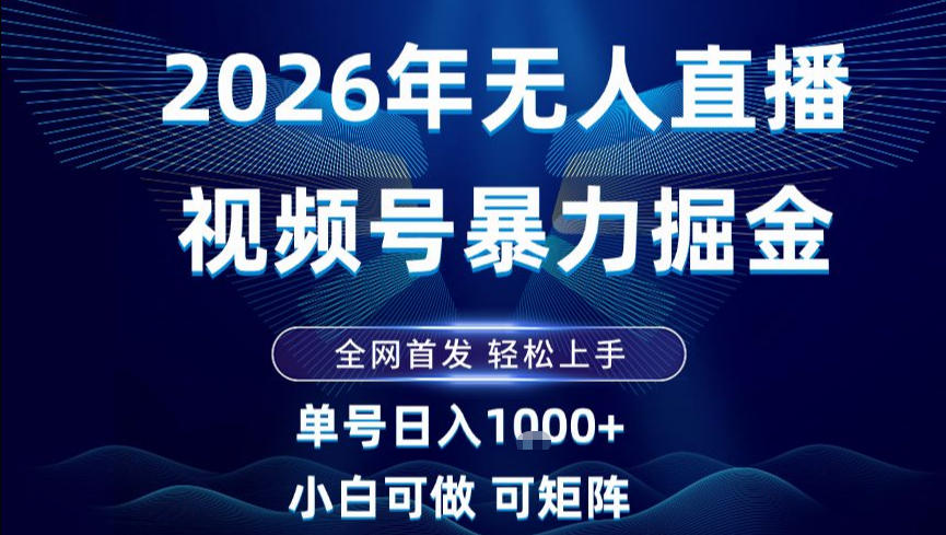 2026最新视频号无人直播掘金,全网首发,小白可以玩,长期稳定日入1k+【揭秘】-opc资源站