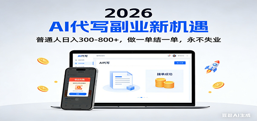2026 副业首选！AI 代写日入 300-800，普通人0门槛，做一单结一单！-一个小目标资源站