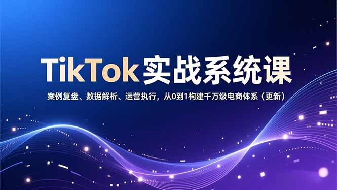 TikTok实战系统课,案例复盘、数据解析、运营执行,从0到1构建千万级电商体系(更新-opc资源站