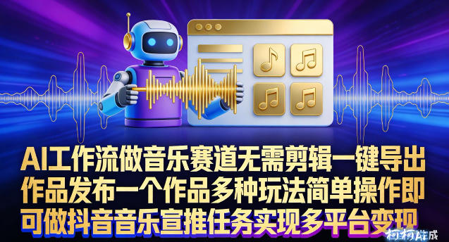 AI工作流做音乐赛道,无需剪辑,一键导出作品发布,一个作品多种玩法,简单操作即可做抖音音乐宣推任务-一个小目标资源站