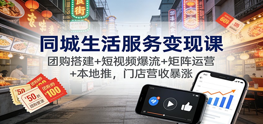 同城生活服务变现课：团购搭建+短视频爆流+矩阵运营+本地推，门店营收暴涨-一个小目标资源站