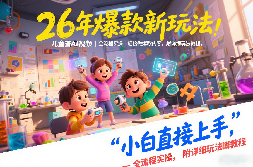26年爆款新玩法,儿童科普AI视频,全流程实操,轻松做爆款内容,小白直接上手,附详细玩法教程-opc资源站