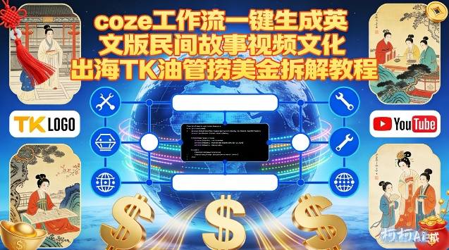 Coze扣子工作流一键生成英文版民间故事视频，文化出海TK油管捞美金拆解教程-一个小目标资源站