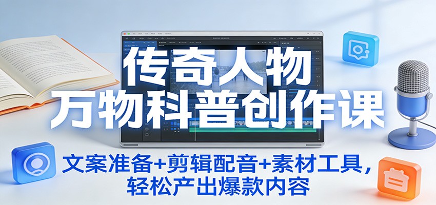 传奇人物万物科普创作课:文案准备+剪辑配音+素材工具,轻松产出爆款内容-opc资源站