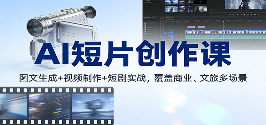 AI短片创作课：图文生成+ 视频制作+短剧实战，覆盖商业、 文旅多场景-opc资源站
