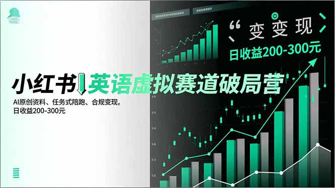 小红书英语虚拟赛道破局营,AI原创资料、任务式陪跑、合规变现,日收益200-300元-opc资源站