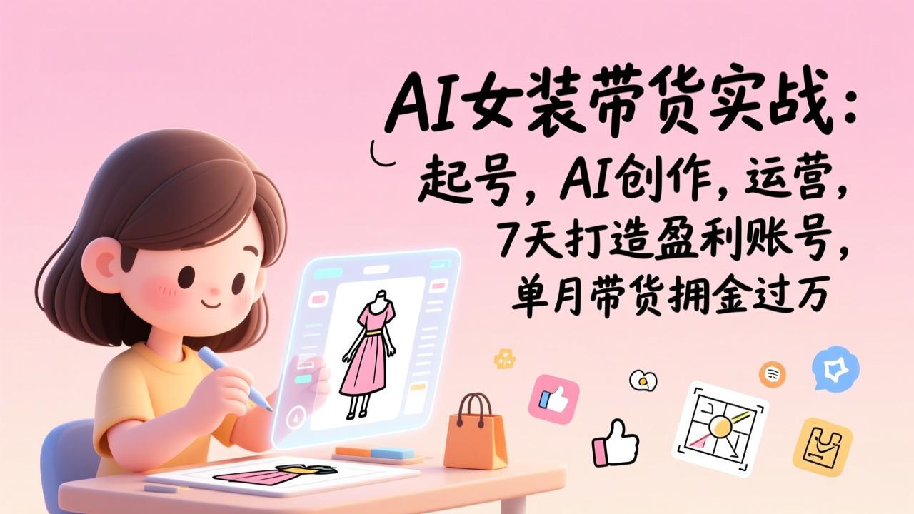 AI女装带货实战：起号，AI创作，运营，7天打造盈利账号，单月带货佣金过万-一个小目标资源站