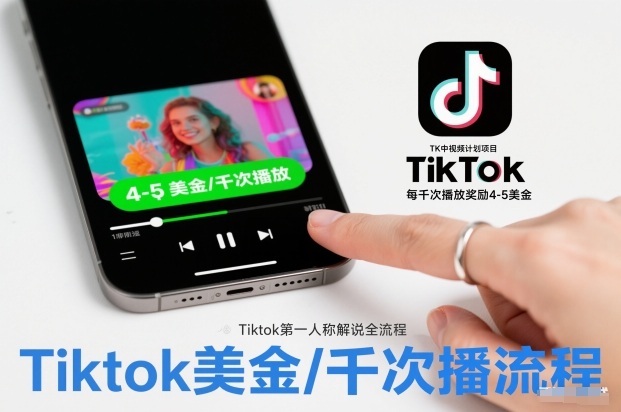 TK中视频计划项目，Tiktok第一人称解说流程，每干次播放奖励4-5美金-opc资源站