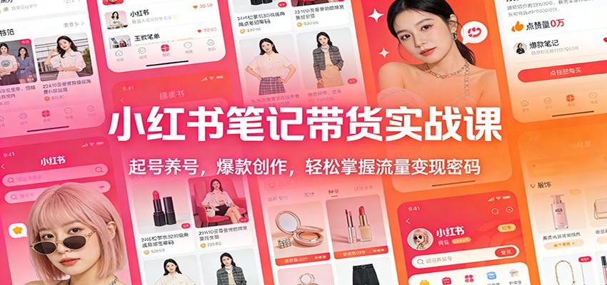 小红书笔记带货实战课:起号养号,爆款创作,轻松掌握流量变现密码-opc资源站