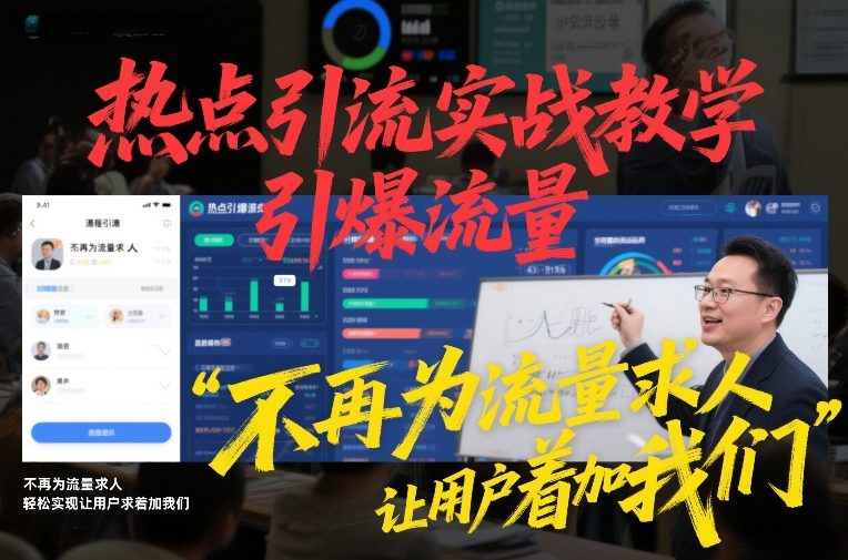 热点引流实战教学,引爆流量,不再为流量求人,轻松实现让用户求着加我们-opc资源站