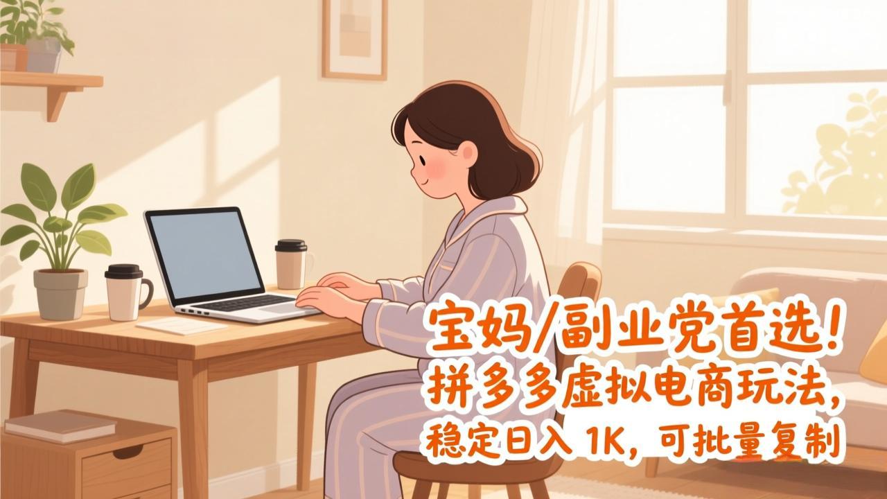 宝妈 / 副业党首选！拼多多虚拟电商玩法，稳定日入 1K，可批量复制-opc资源站