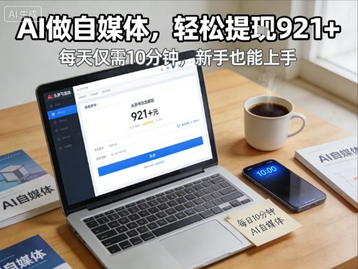 每天花费10分钟，头条号收益921+，用AI做自媒并不难【附视频教程】-一个小目标资源站
