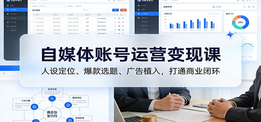 自媒体账号运营变现课：人设定位、爆款选题、广告植入，打通商业闭环-一个小目标资源站