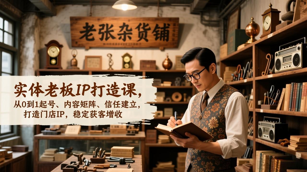 实体老板IP打造课,从0到1起号、内容矩阵、信任建立,打造门店IP,稳定获客增收-opc资源站