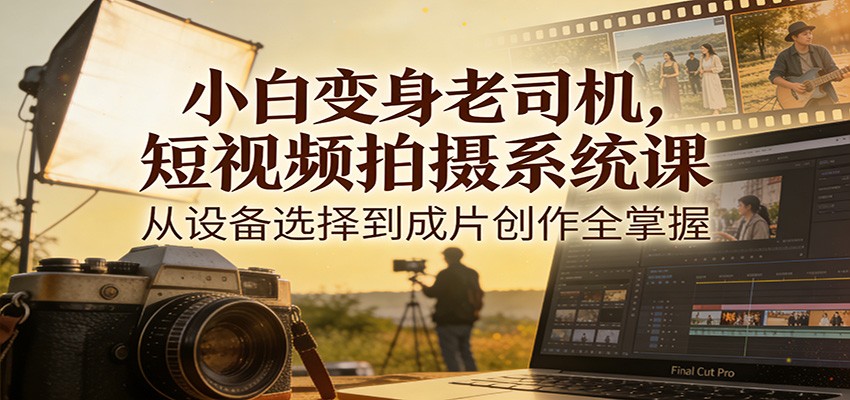 小白变身老司机，短视频拍摄系统课，从设备选择到成片创作全掌握-opc资源站